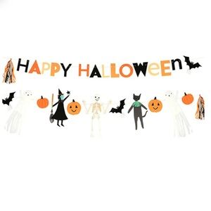 MERI MERI NWT 2pc  happy Halloween paper garland -Frankenstein/witch -6ft